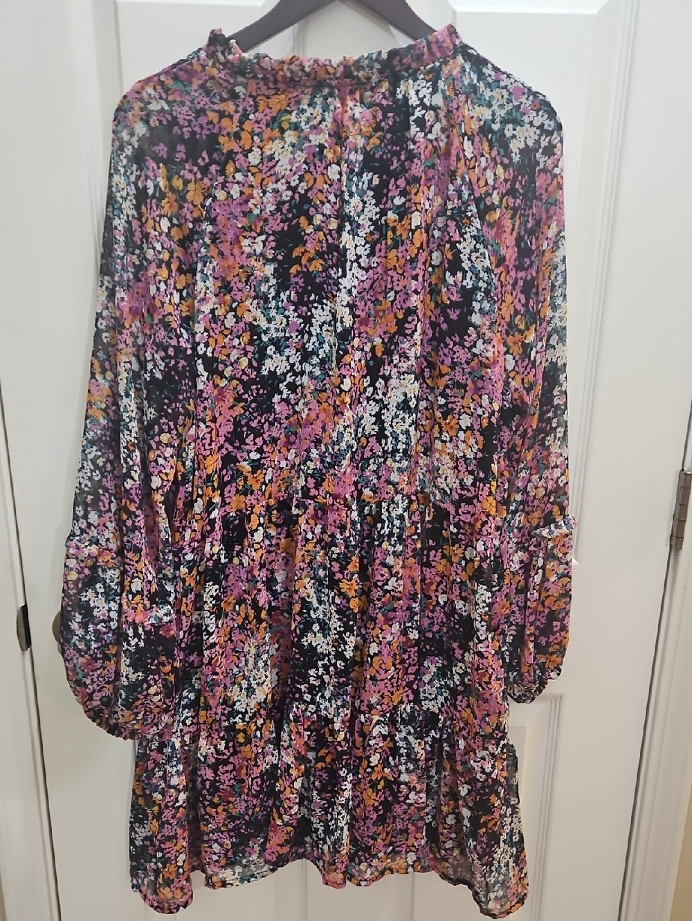 Vince Camuto Floral Tiered Boho Midi Dress Ruffle Sleeve Women’s Sz XL - Picture 7 of 8